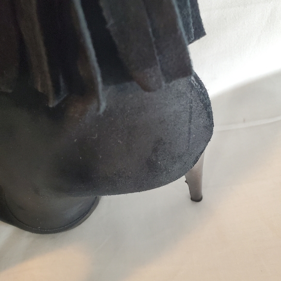 Burberry fringe suede peep-toe booties ankle boot size 36.5 US 6.5 - Picture 7 of 13